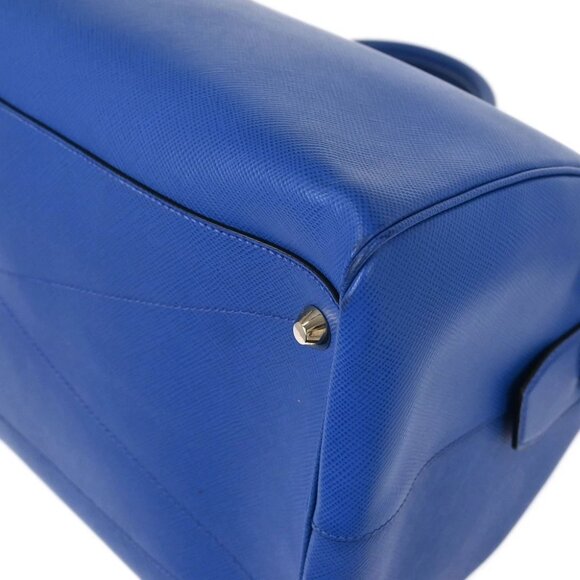 Prada Blue Leather Travel Duffle 2way Shoulder Handbag - Picture 3 of 11